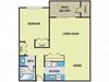 1 Bedroom / 1 Bath - 650 Sq. Ft. Floor Plan Image - A1